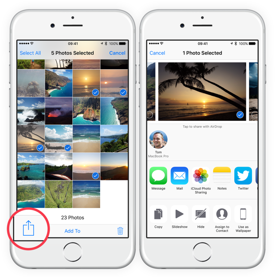 Guide Sharing photos via email, messages & social media on the iPhone