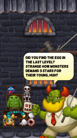 Bosses might look gruff, but they help more than hinder in Monster Stacker.