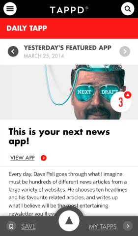 The 'Daily Tapp' feature is curated by Tappd.