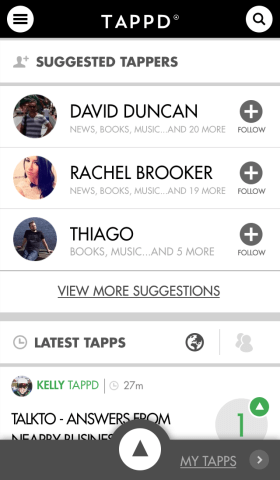 TAPPD suggests tappers, and allows you to add your own friends