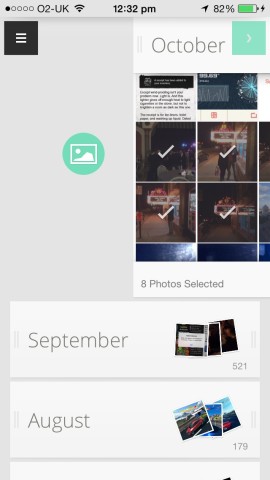 Swipe gestures are used to archive photos or, as depicted, assign them to an album