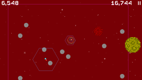 Whop! The screen goes red as you’re hit by a space rock.