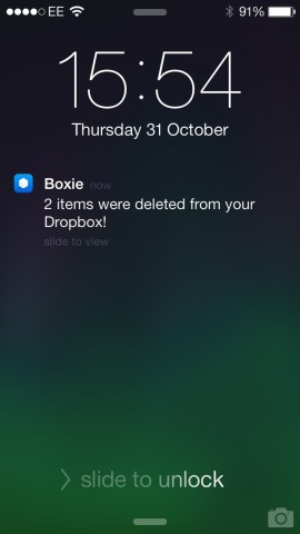 Boxie notifies you about Dropbox activity – ideal for those unexpected changes