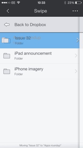 Moving files or folders is all done with drag ‘n’ drop gestures