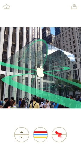We erased the lines over the Apple logo so it looks like they’re bursting out from it