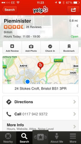 Use the results page to view photos, get directions, and find a phone number