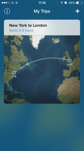 Here’s my flight easily accessible from the My Trips view
