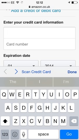 Safari's Credit Card scanner