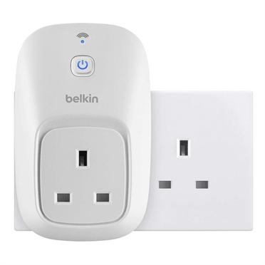 Belkin's WeMo Switch device, which connects up to an iPhone via a dedicated WeMo app. 