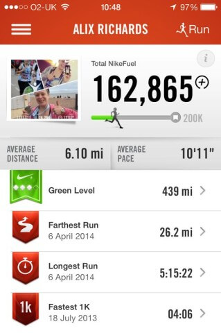 It tracks all your stats and achievements, including average pacing
