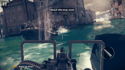 The first mission features an epic boat escape.