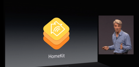 Craig Federighi, Apple's senior vice president of Software Engineering, introducing HomeKit on stage during WWDC. 