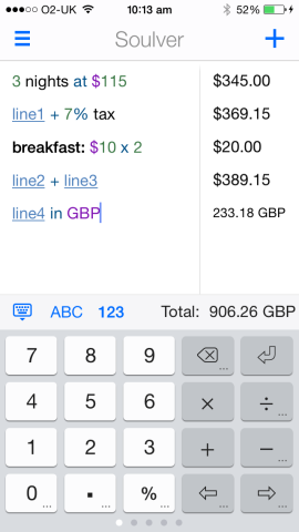 Soulver calculation