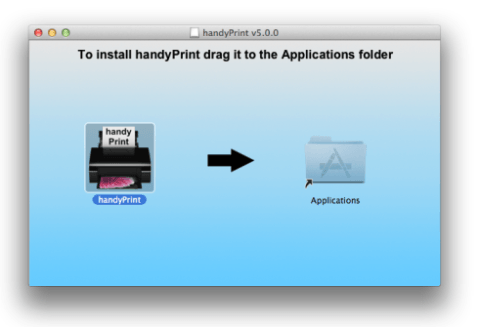 Installing HandyPrint is as simple as dragging the app icon over to the Applications folder. 