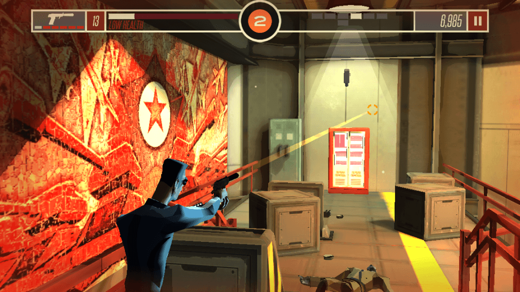Hide behind a block and you're given more of a 3D view to shoot your enemies