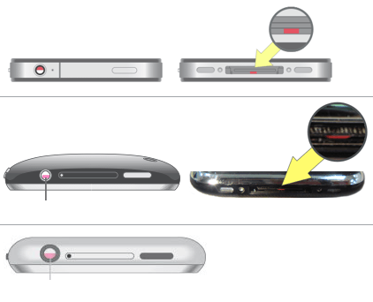 Older iPhones feature LCIs in the 30-pin port and inside the headphone socket. 
