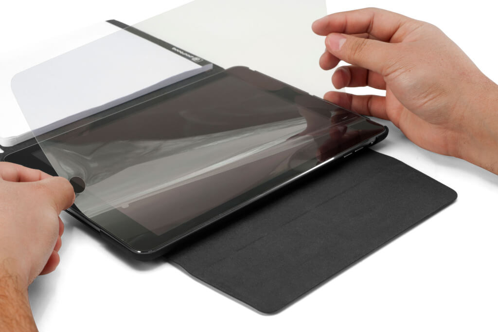 The Booqpad also comes with a screen cover for all-round protection.