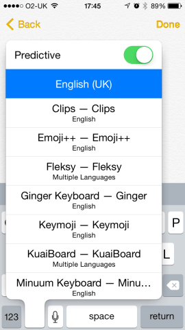 Switch from the default keyboard by holding the globe and selecting an alternative.