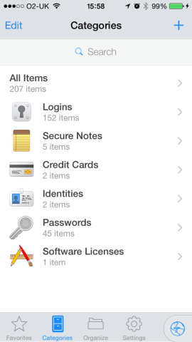 The app can securely store various data types.