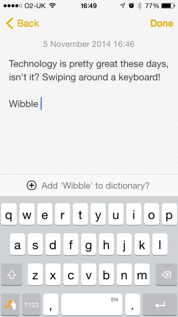 Adding to Swype’s dictionary.