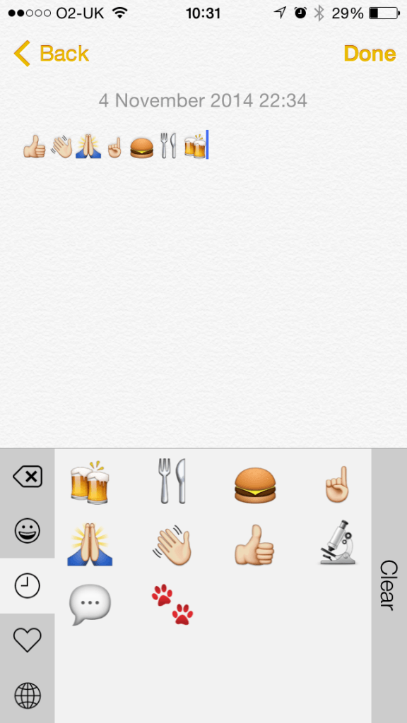 Recently used emoji.