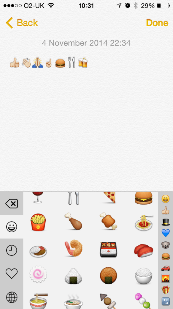 The scrolling list beats the default iOS emoji keyboard.