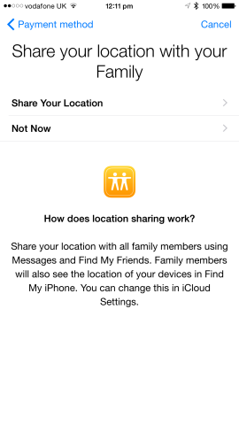 Location can easily be shared using Family Sharing for iOS 8. 