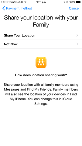 Location can easily be shared using Family Sharing for iOS 8.