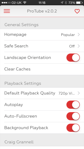 Your default playback quality can be defined in the settings.