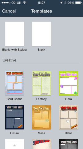 You can use a built-in template or start with a blank canvas instead.