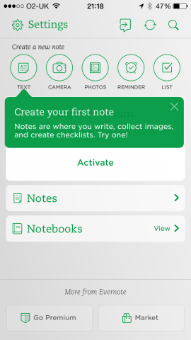 Getting started with Evernote.