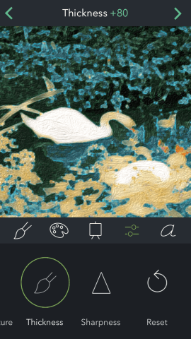 Styles adjust the colours used, and you can amend the paint’s thickness too.