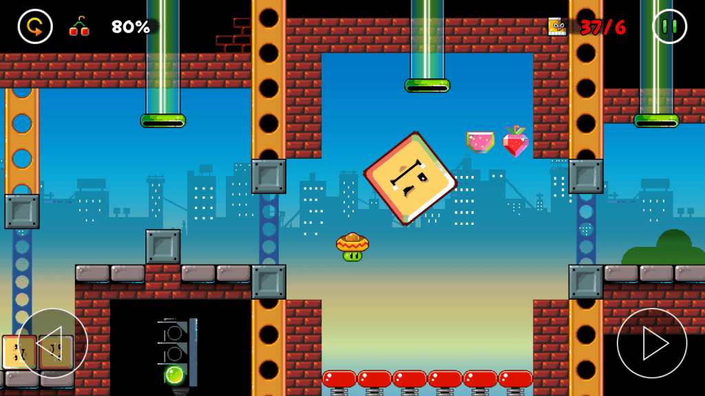 New characters arrive later on – this mean looking block can be used to get a leg up to the pipe