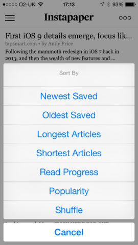 You get all kinds of ways to sort your article list.