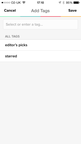 When adding or reading articles, you can assign tags.