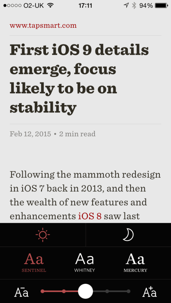 Readability doesn’t offer many options, but those you get are great.