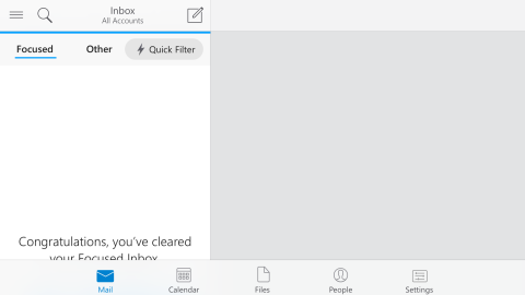 Microsoft's Outlook app supports a useful landscape mode on Apple's iPhone 6 Plus, just like the built-in Mail app. 