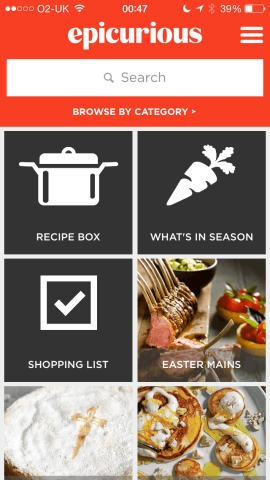The Epicurious search provides access to over 30,000 recipes.