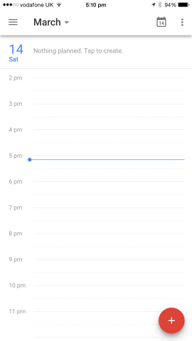 Google Calendar's day view allows iPhone owners to take a more detailed glance at their upcoming appointments. 