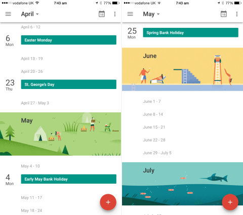The monthly graphics, pictured above, are one of our favorite features of Google Calendar. 