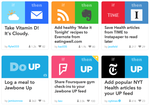 IFTTT has a whole selection of "recipes for a healthier lifestyle" at its website. 