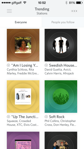 Rdio creates 'stations' based on genre, mood, and similar artists.