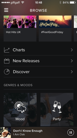 Spotify has lots of curated playlists, many of which are categorised by mood.