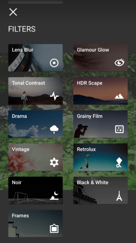 The app includes a range of filters, although Grunge is no longer one of them.