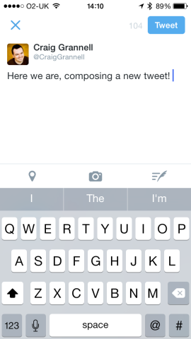 Composing a tweet.