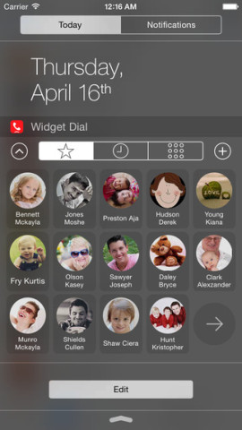 All of your favorite contacts are available to choose from in Widget Dial, and contact images appear, too.