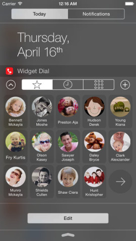 All of your favorite contacts are available to choose from in Widget Dial, and contact images appear, too. 