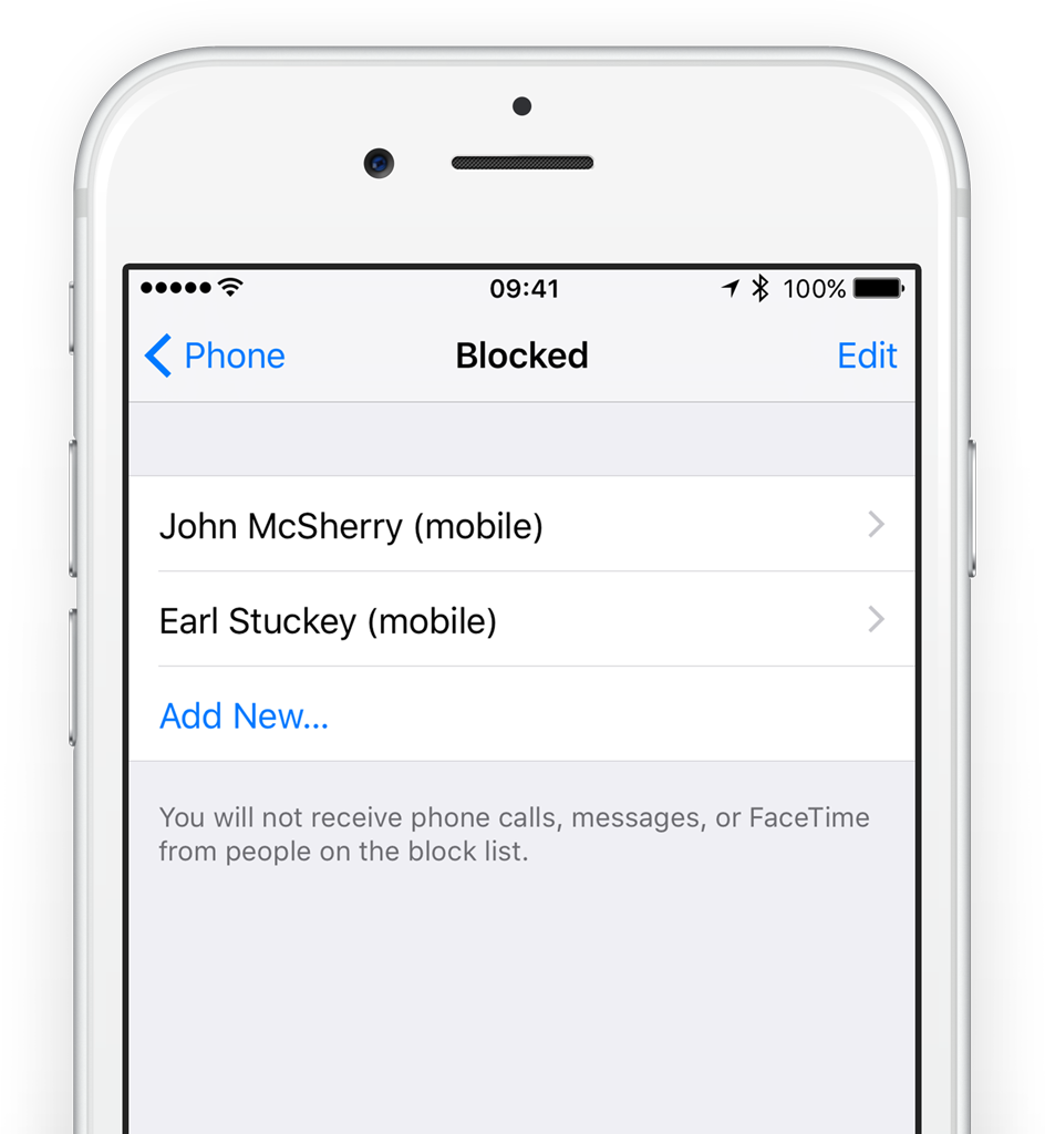 Tap Edit to remove callers from the block list