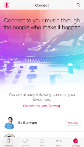 You can follow artists using the Apple Music Connect interface. Though at this point, it's a bit of a graveyard.