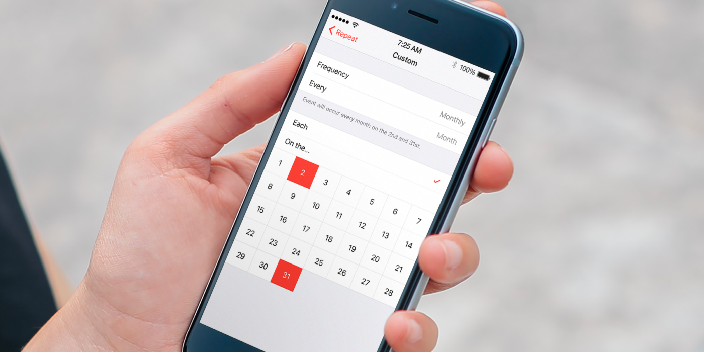 Guide setting repeat calendar events on iPhone iOS 9 TapSmart